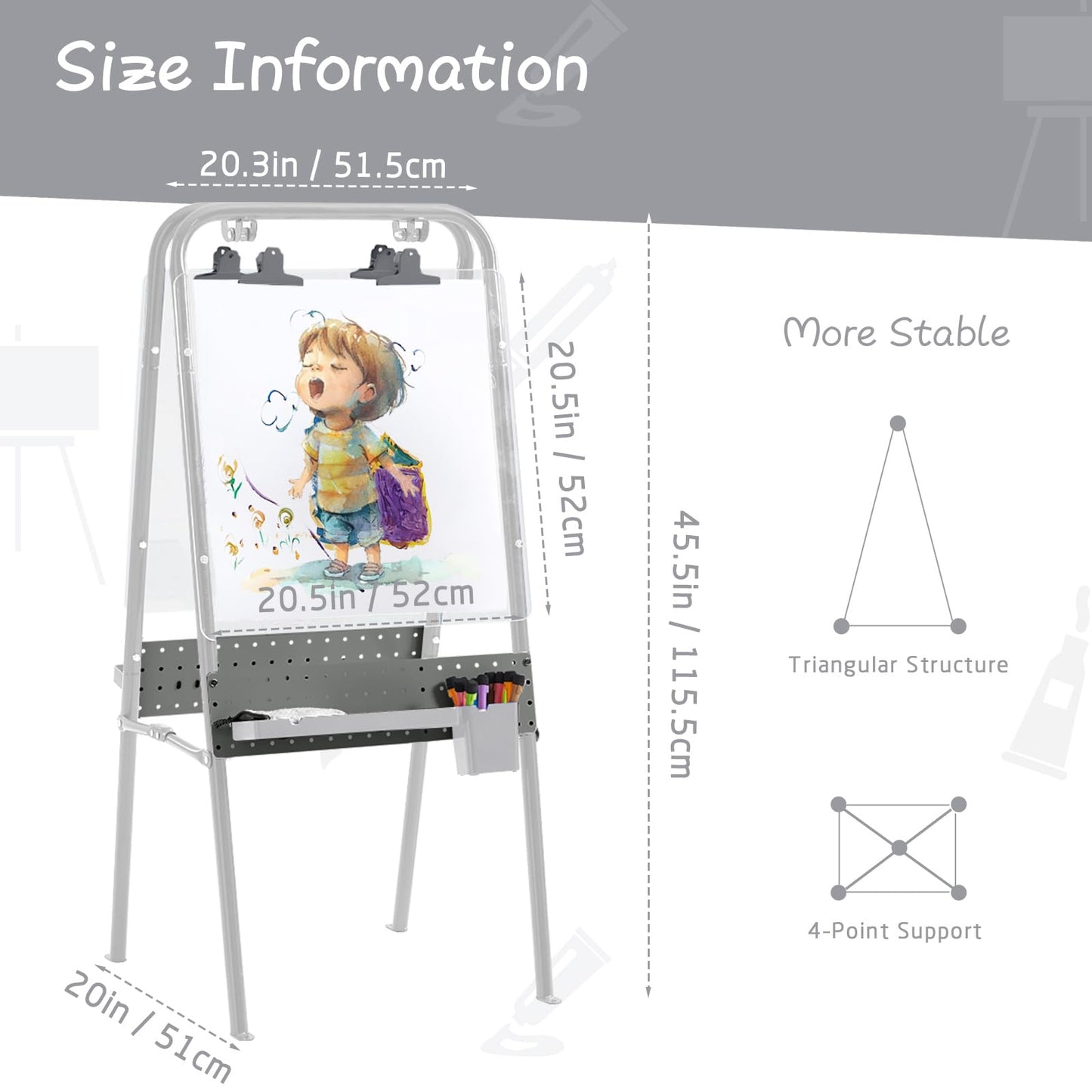 FUNLIO 2-in-1 Outdoor Easel for Kids Ages 3+, Foldable Waterproof & Sunproof Toddler Easel, Double-Sided Kids Art Easel with 2 Acrylic Boards & 20+ Accessories, Portable and Stable - Grey