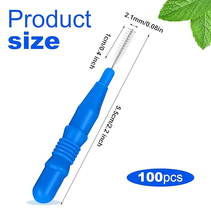 BBTO 100 Pcs Braces Dental Brush Flosser for Cleaner Interdental Brush Toothpick Tooth Flossing Head Oral Dental Toothpick Cleaners Cleaning Tool(Blue)