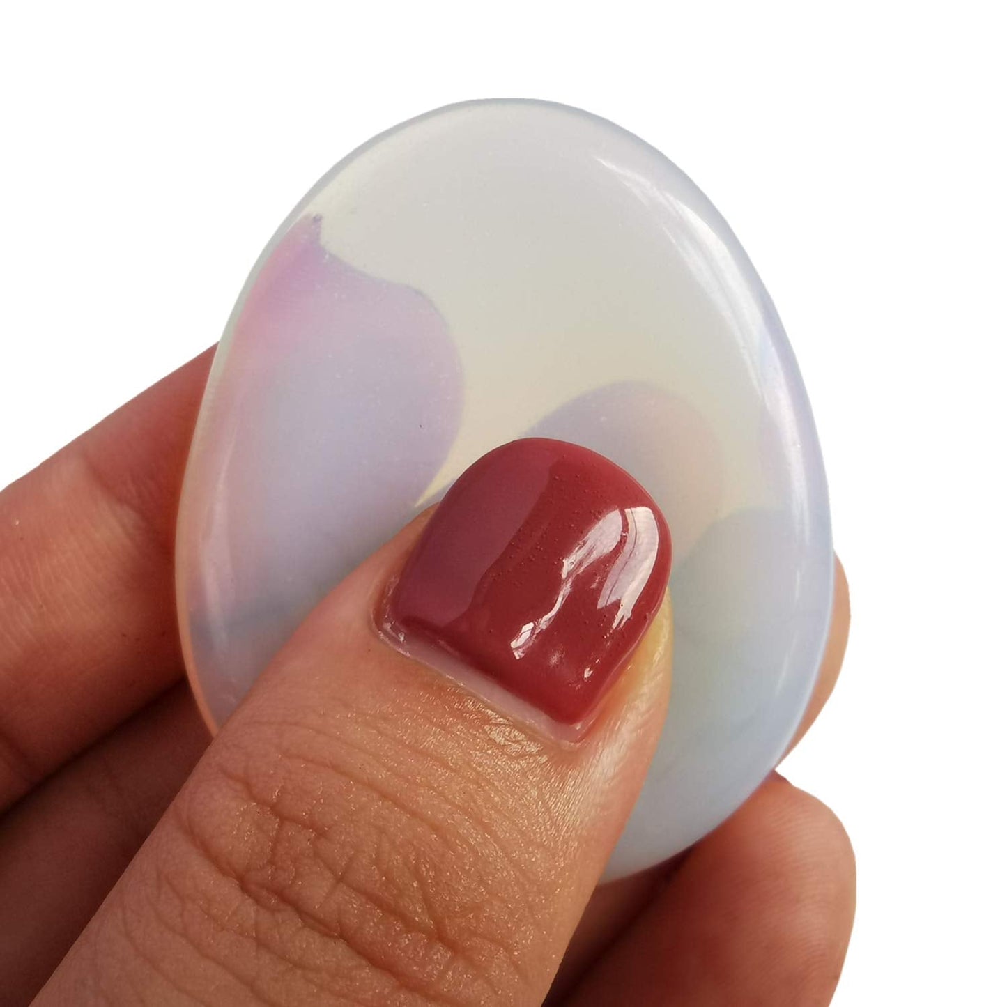 Bacatgem Synthetic Opalite Water Drop Chakra Thumb Worry Stone,Stress Relax Healing Reiki Crystal Pocket Palm Stones
