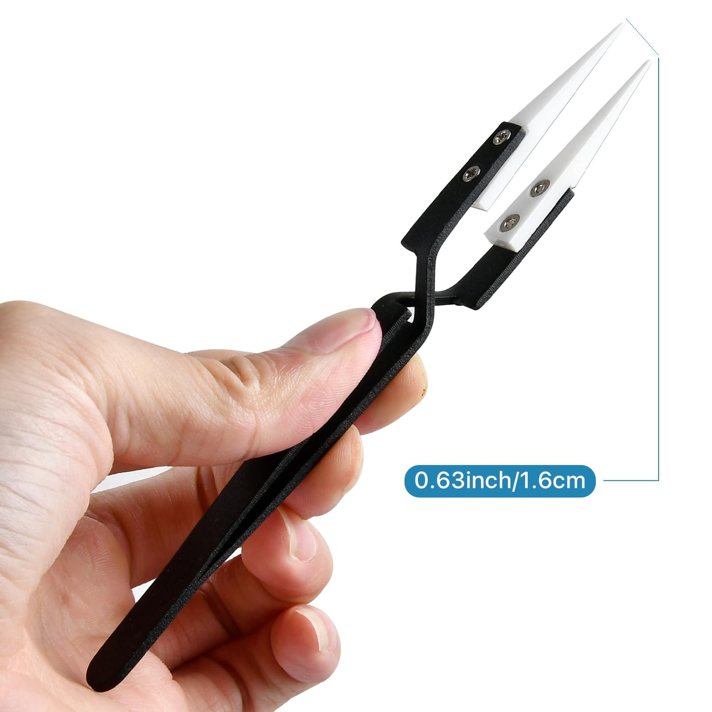 Aemygo 6 Pcs Precision Reverse Ceramic Tweezers Set, Non-Conductive Heat-resistant Electronics Soldering Tweezers Anti-Magnetic Pointed & Curved Tips Tweezers for Solder, Pinching Coils (Black)
