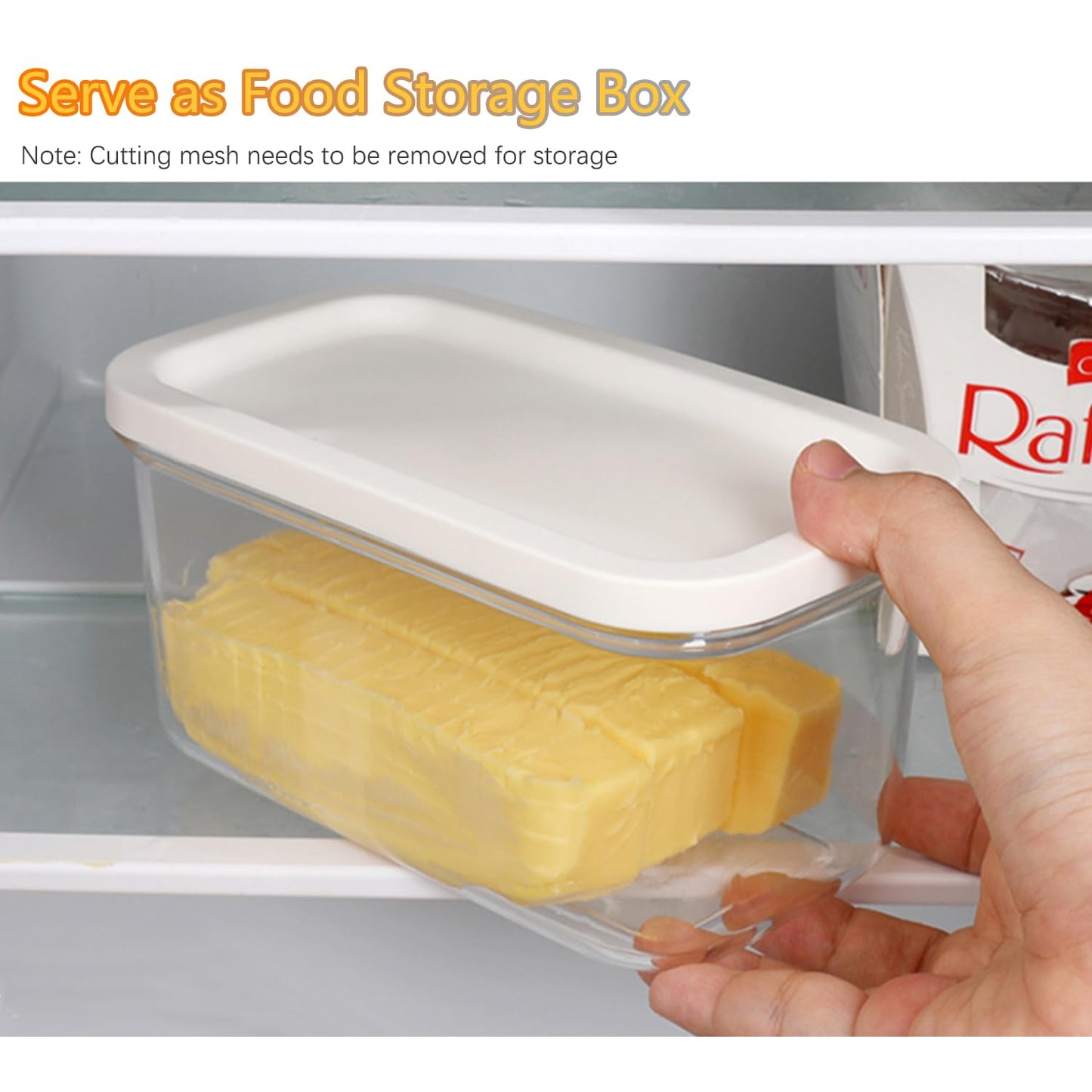 UNIVIVO Butter Slicer Cutter, Stick Butter Container Dish with Lid for Fridge, Easy Cutting Two 4oz Sticks Butter (Large-450g)