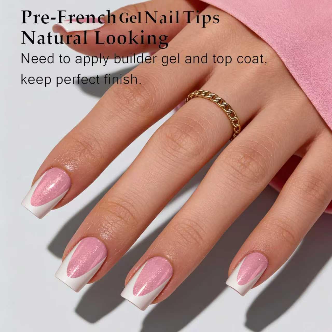 Dsixnails Short Deep Pink Glitter Base Soft Gel Nail Tips, 160Pcs Square French Tip Press On Nails, Pre-Lasting Acrylic Fake Nails, Soak Off Full Cover Nails Extension for Women Girl 16Sizes