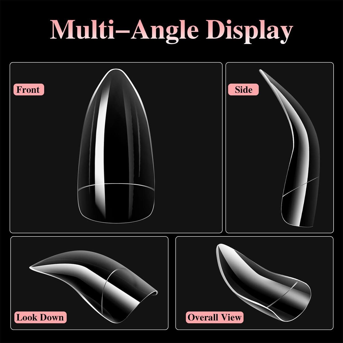 140 Pcs Eagle Claw Nail Extension Tip Pre-Shaped PP Gel Full Cover Long Curved Stiletto False Reusable Nail Tips (1, Transparent)
