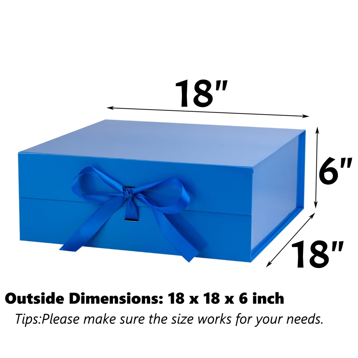 OEMVALATY Blue Gift Box,18x18x6 Inches Gift Boxes with Lids for Presents with Magnetic Closure and Ribbon for Wedding,Storage,Birthday