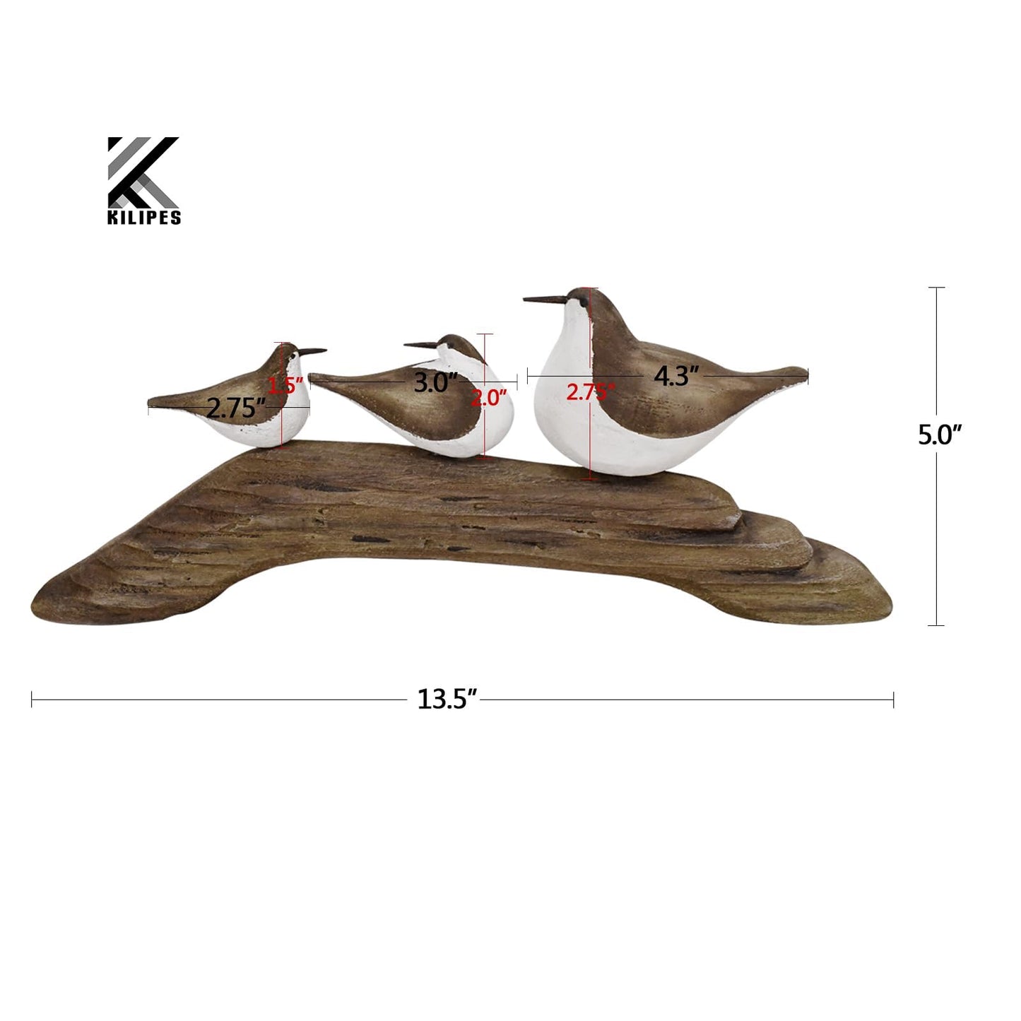 K KILIPES Beach Coastal Wood Seabird Figurine Home Office Table Desk Decor Sea Bird Sculpture Statue for Tabletop Shelf Nautical Bathroom Decoration Ornament Gift
