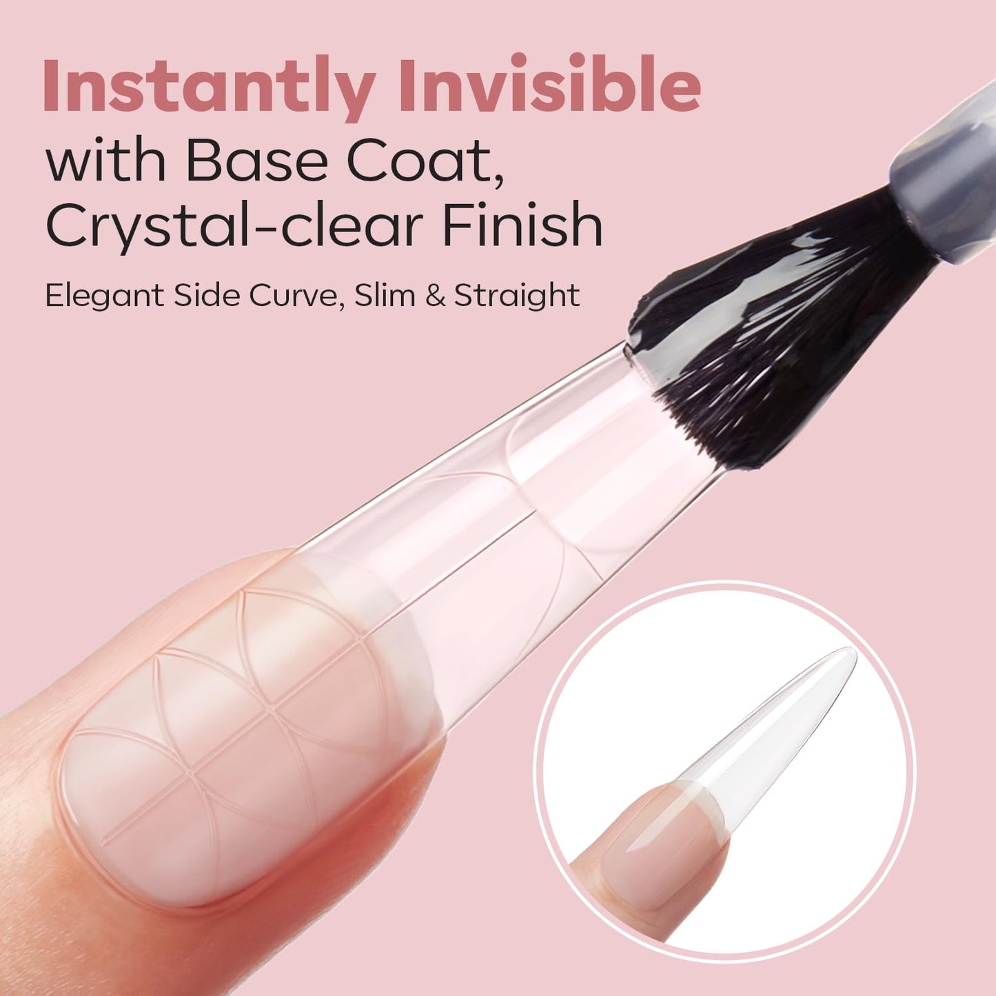 modelones Long Almond Guiding Line Nail Tips, Stiletto Soft Gel Tips Fake Nails False Acrylic Extensions Seamless Accurate Positioning Scale Line, Full Matte Professional Nail Salon 216PCS 12Sizes