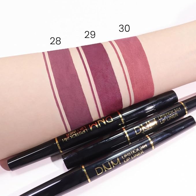 evpct 1Pcs More Mauve Lip Liner and Lipstick Set Kit for Women, Matte Lips Kit with Lip Liner Lip Stains Long Lasting Waterproof 24 Hour Lipstick and Lip Liners Combo Lipliners Pencil 28#