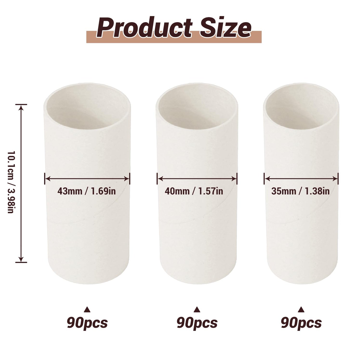 Czoynife 270Pack White Cardboard Tubes for Crafts, 1.38x3.98, Bulk Paper Rolls for Kids DIY, Classroom Art Supplies, Holiday Decor