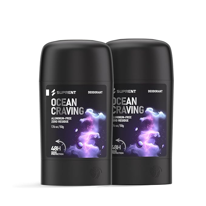 SUPRENT Deodorant for Men, Natural Ingredient Whole Body Deodorant, 48hr Odor Protection, Aluminum Free, Baking Soda Free Smooth Solid Stick & Skin Safe (Cologne pack of 2)