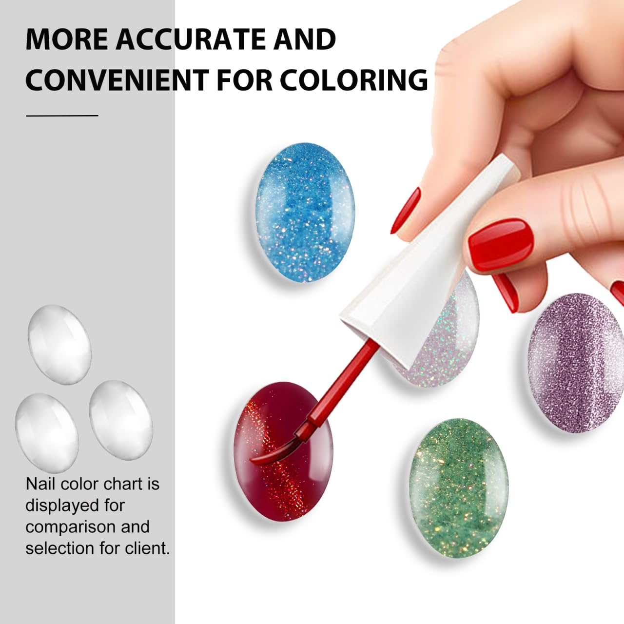 Hemoton 30Pcs Nail Color Charts Glass Oval Display Beads for Manicure Nail Polish Display Portable Art Tools for Home and Salon