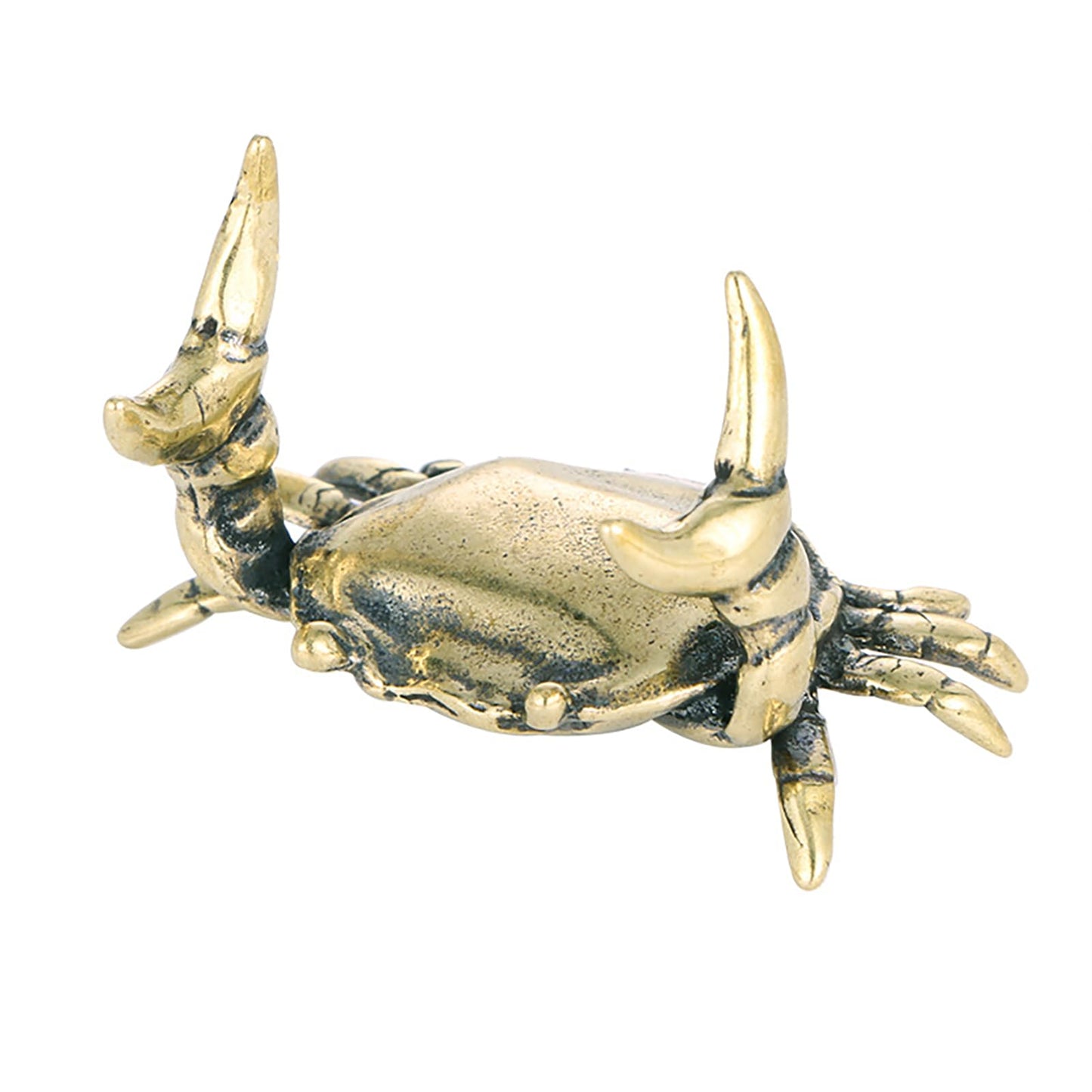 Qaoliffa Funny Crab Pen Holder, Bronze Weightlifting Crab Desk Pen Stand for Office Display Decoration