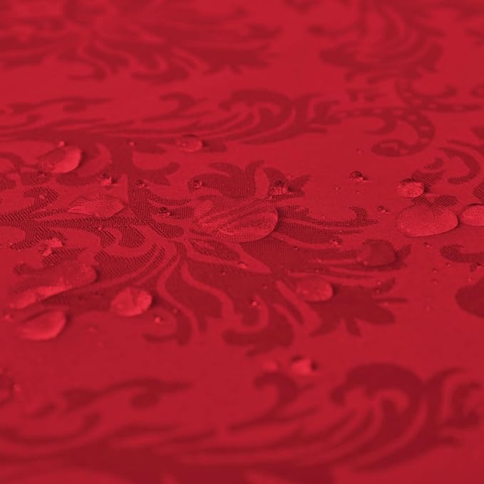 SASTYBALE Rectangle Jacquard Tablecloth, Damask Table Cloth SpillProof Wrinkle Resistant Tablecloths, Soft Polyester Oblong Table Cover for Kitchen, Dinner, Parties (Red, 60X120)