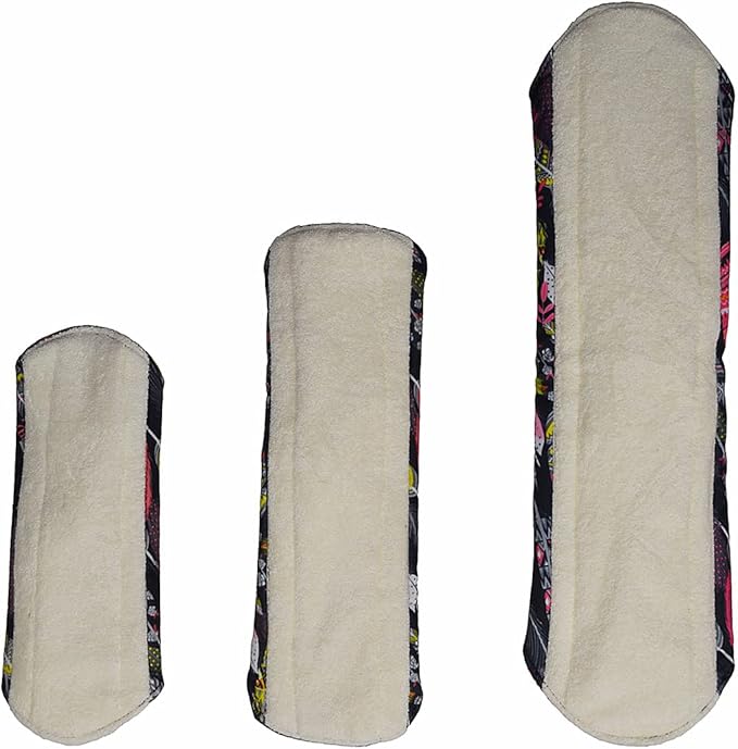 12 Pieces Cloth Menstrual Pads,Reusable Sanitary Pads,Size 8 inch,10 inch and 14 inch,Unscented