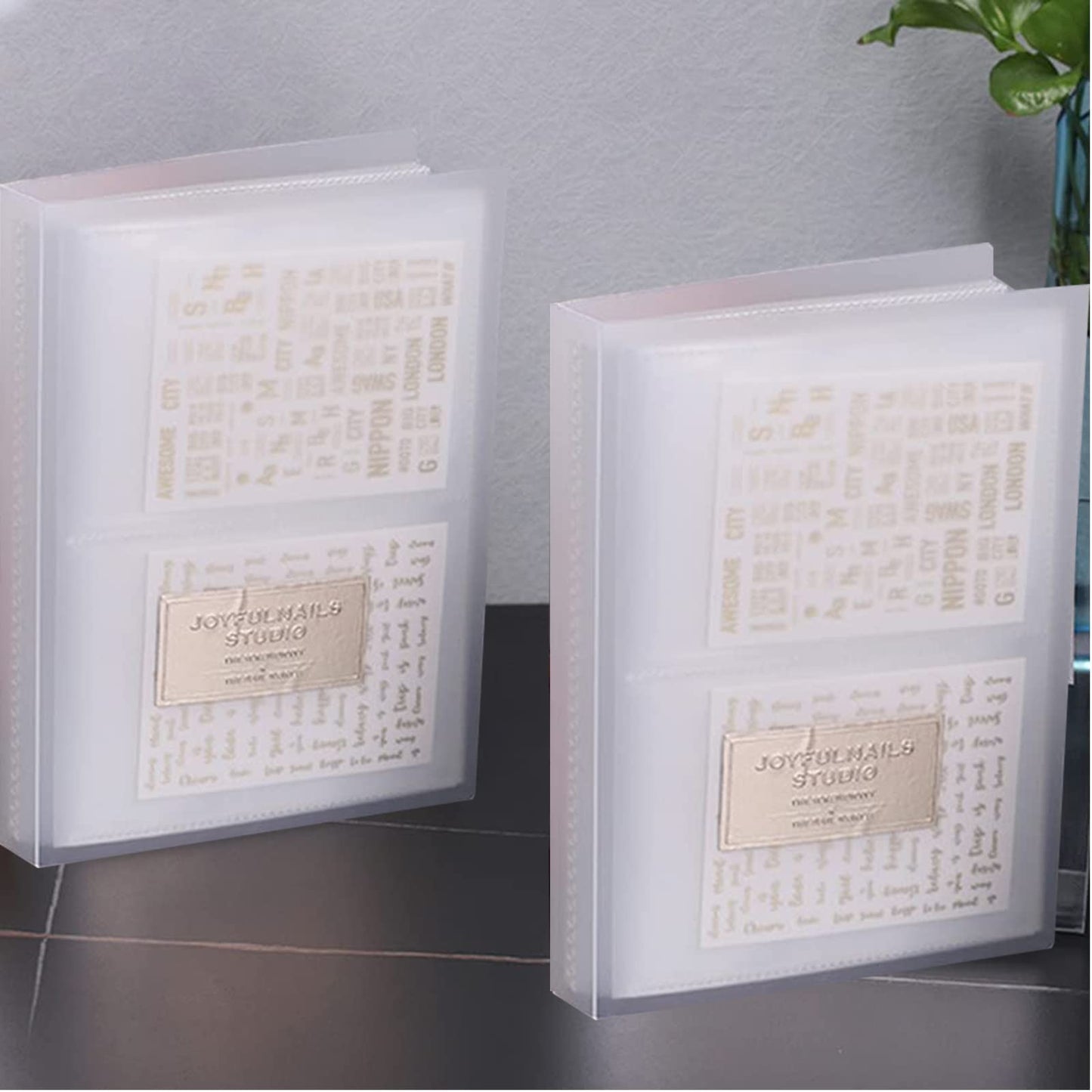 2 Pack(160 Slots) Nail Art Sticker Storage Book Collecting Album, Empty Storage Holder and 80 Pcs Label Sticker, Easy Photo Album Semi-Permanent Tattoo Tools