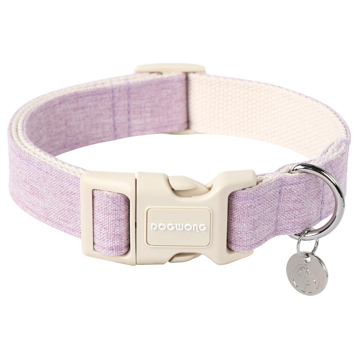 DOGWONG Cotton Hemp Dog Collar, Heavy-Duty Blue Dog Collar Adjustable Soft Natural Fabric Cute Wedding Puppy Necklace for Small Medium Large Dogs