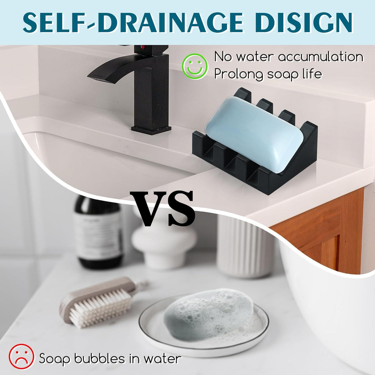 Silicone Soap Dish Self Draining with Suction Cups