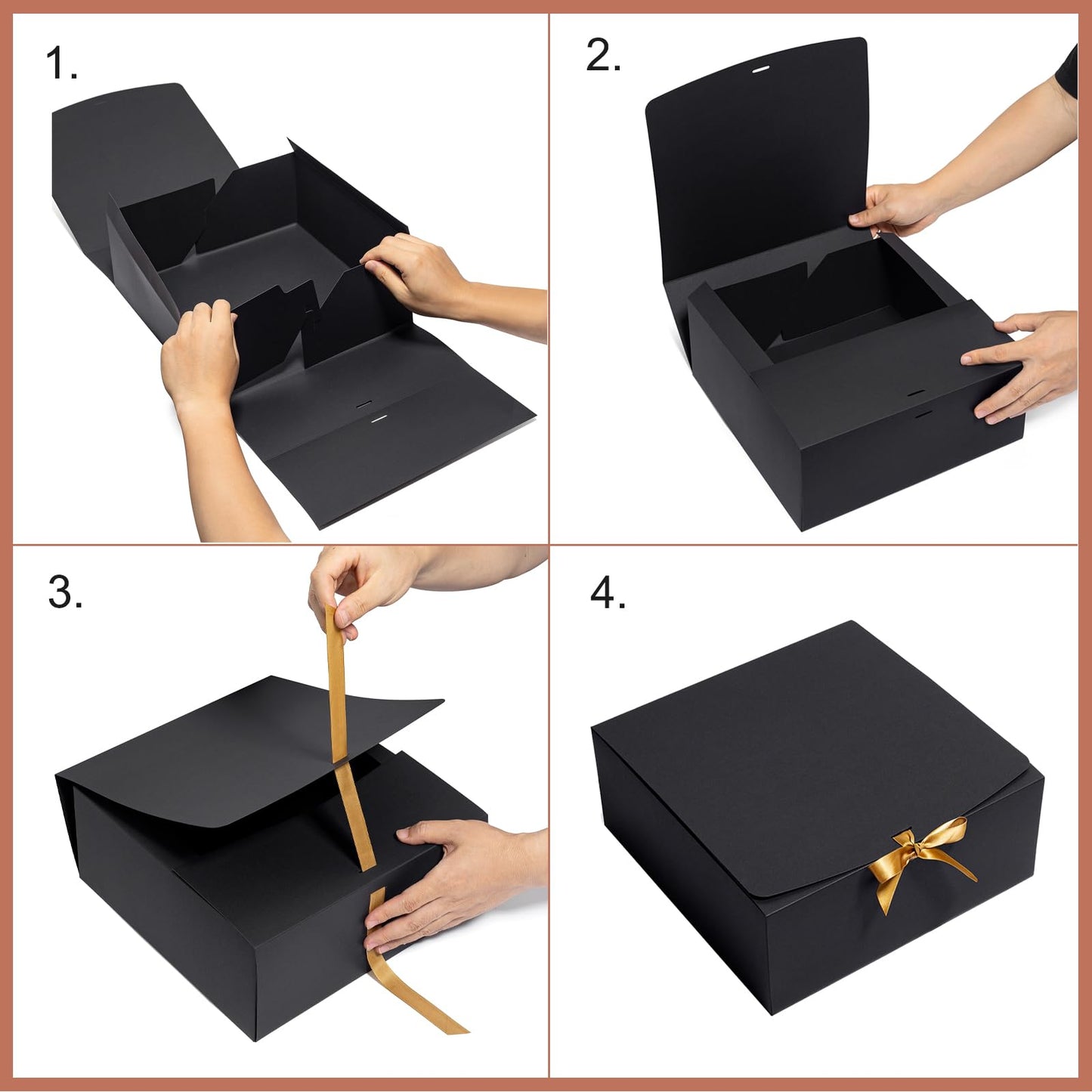 Mcfleet Black Gift Boxes with Lids 12x12x5 Inches 10 Pack Groomsmen Proposal Boxes Cardboard Gift Box for Presents, Craft Boxes for Christmas, Wedding, Graduation, Holiday, Birthday Gift Packaging