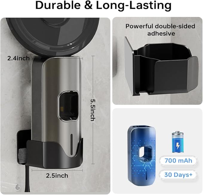 Automatic Toothpaste Dispenser Wall Mounted - Hands-Free Toothpaste Squeezer with 3 Speed Settings, 2 Toothbrush Holders & Strong Adhesive - Smart Bathroom Organizer for Kids and Adults