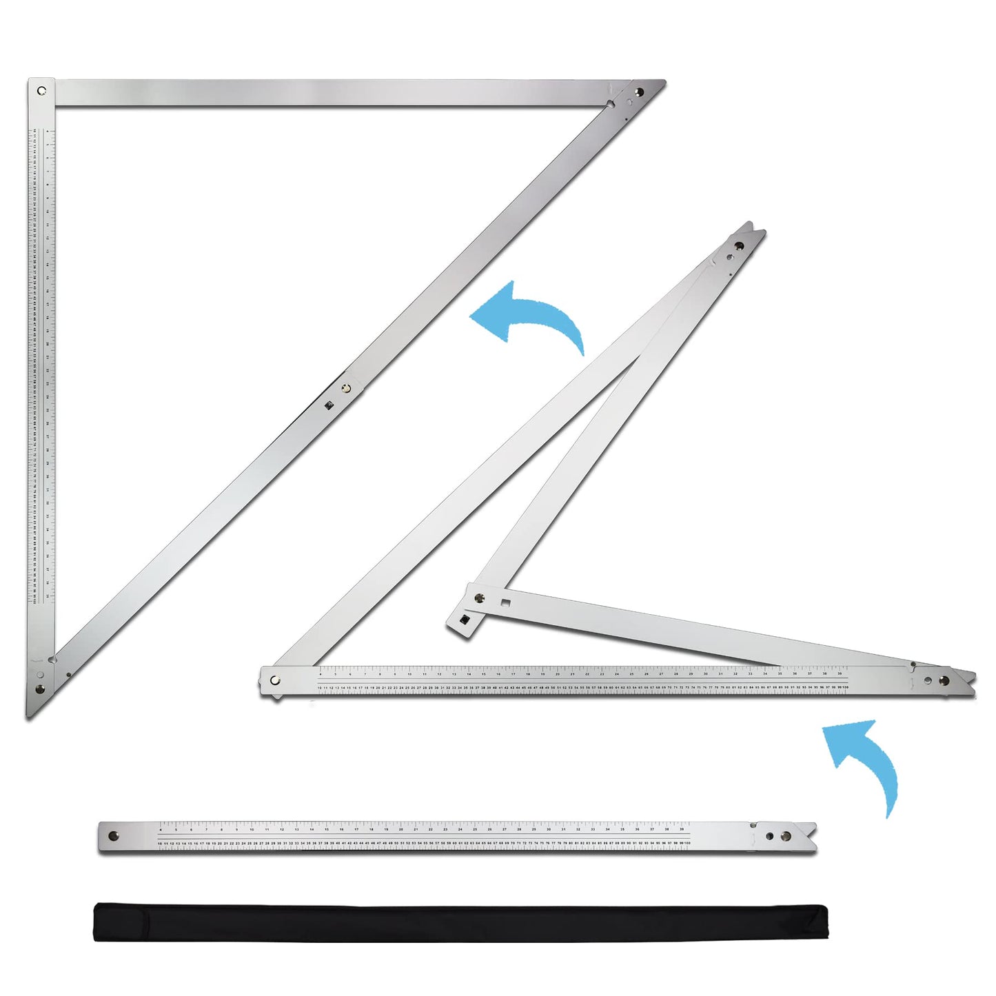 48 Aluminum Folding Square | Adjustable 45° & 90° Angles for Framing/Roofing/Staircases | Professional Woodworking & Construction Triangle Ruler Tool