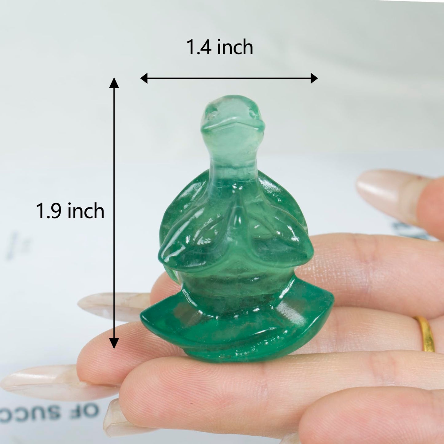 QLRSUXN Fluorite Sea Turtle Meditation Crystal Yoga Sculpture,Hand Carved Healing Figurine Spiritual Decor Chakra Balancing Gift,Zen Statue for Home Office Decorations