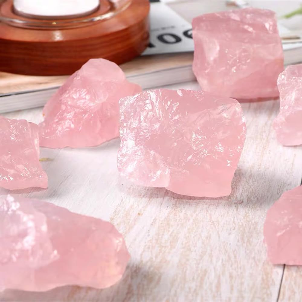 2PCS Natural Raw Stone Healing Crystals Bulk, Gemstones for Reiki, Meditation, Home Decor, Garden Fountain Rocks (Rose Quartz)