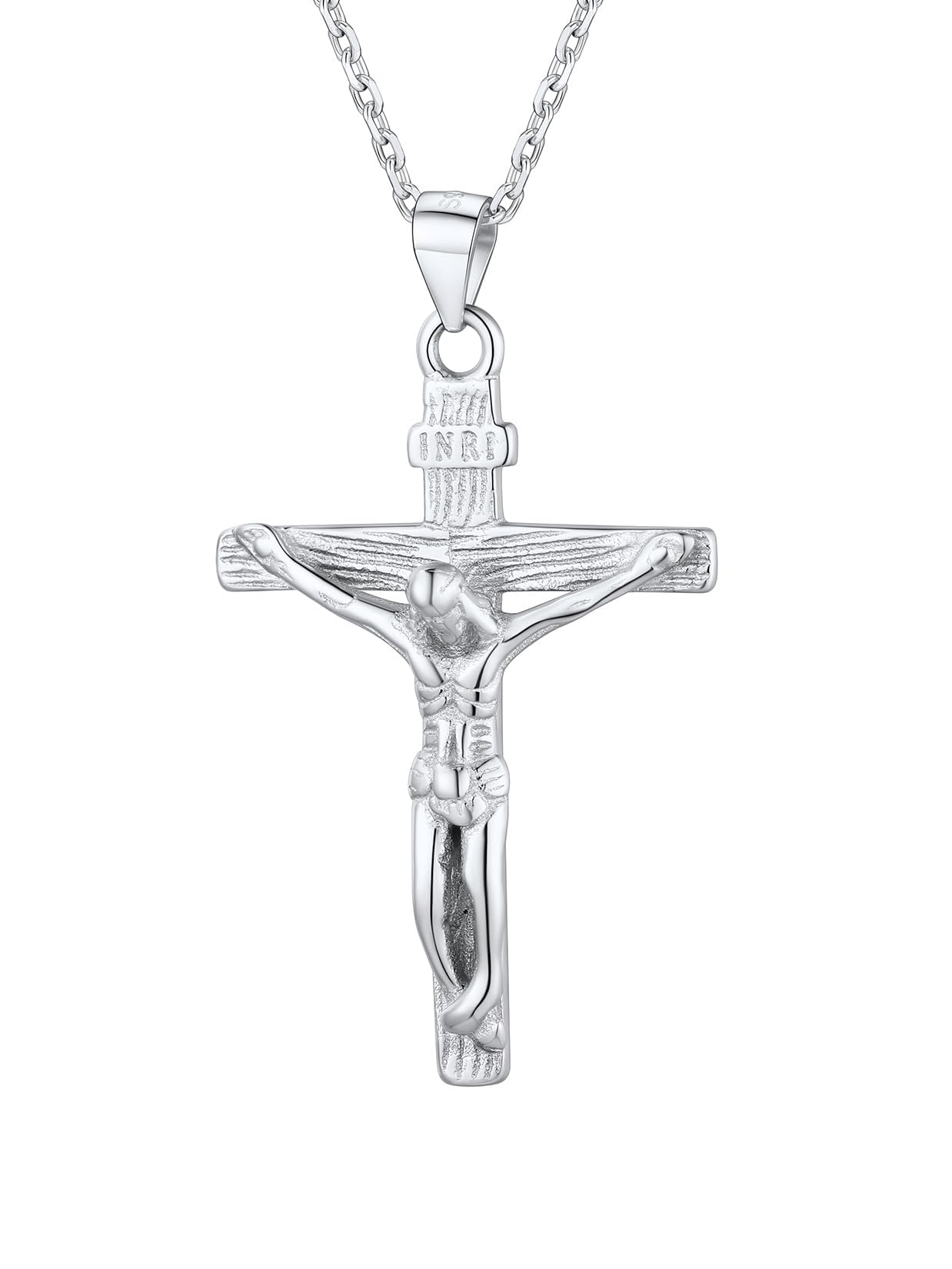U7 Crucifix Cross Necklace 925 Sterling Silver Crucifix Necklace Cross Pendant for Women Men