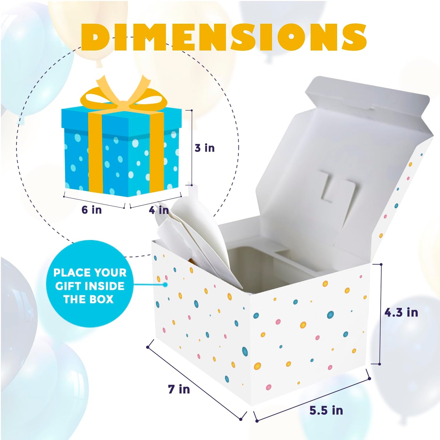 FETTIPOP Birthday Gift Box KIT (White), Gift Box Exploding Confetti, Surprise Prank Box Pop Up 7.2x5.5x4.3 in.