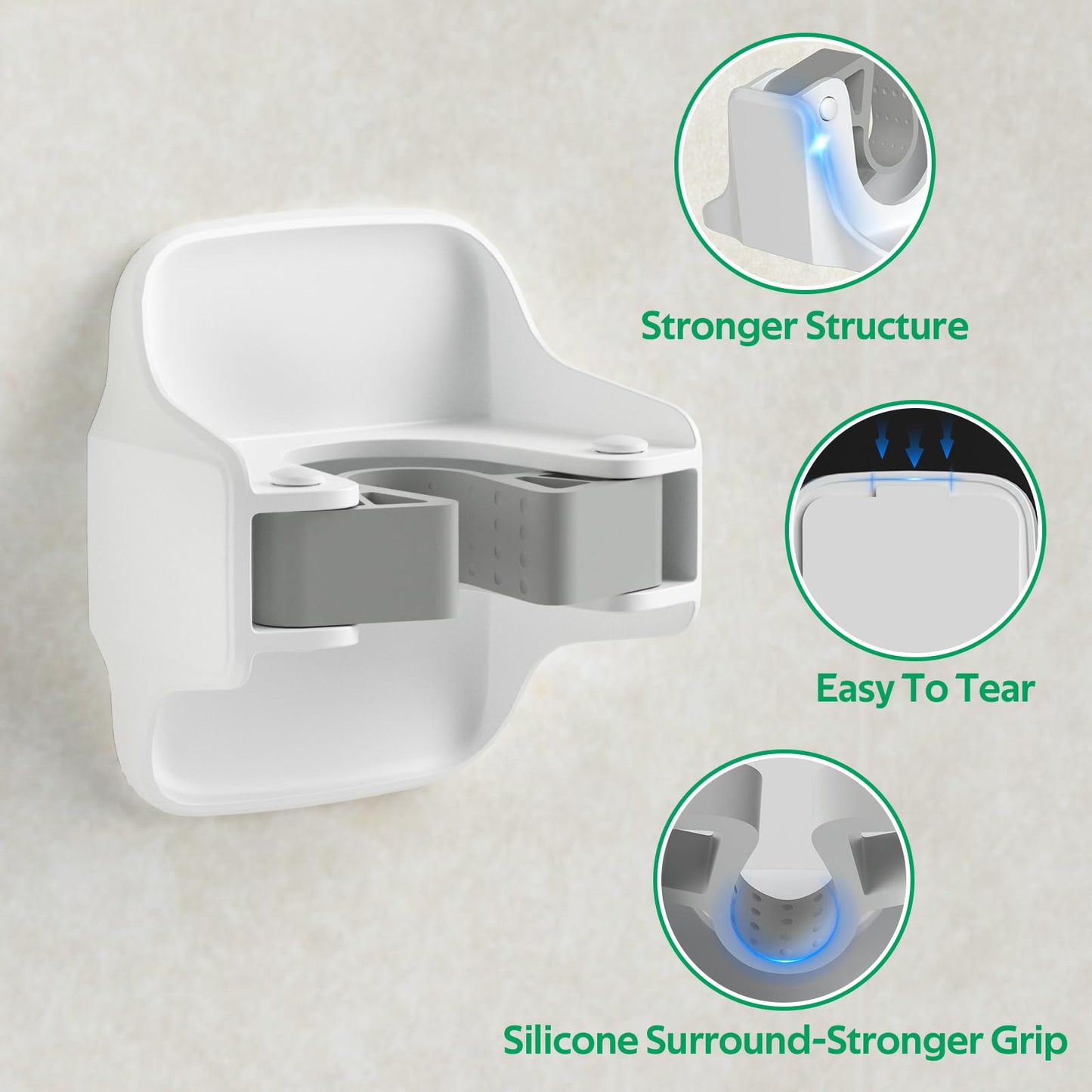 reliahom 5 Pack Broom Holder Wall Mount Mop Grippers No Drilling Self Adhesive Anti-Slip Mop Handle Hanger Dustpan and Broom Organizer Garage Storage Racks-White