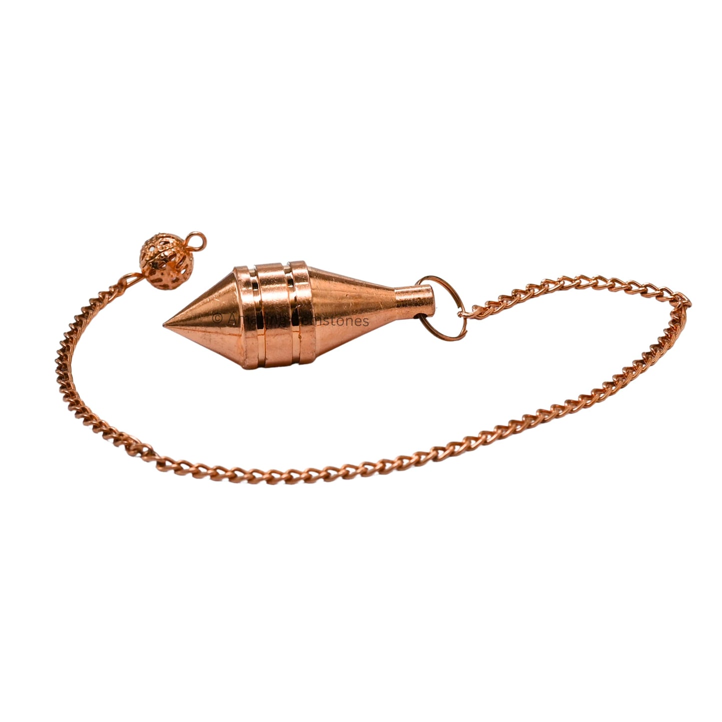 Amazing Gemstone Healing Metal Pendulums for Divination, Copper Cone with Ring Steel Copper Pendulum High Energy Pendulo de Bronce Pendulos de Mesa MP65