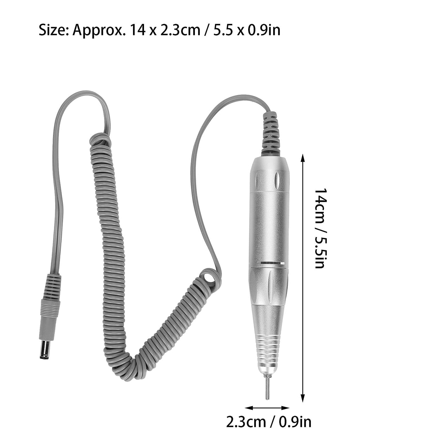 Electric Nail Drill Pen Handle, Handpiece Manicure & Pedicure Polish Machine, Handpiece for Nail Drill Machine Part Manicure Pedicure Nail Art Tool, Interface for Dc5521 Model