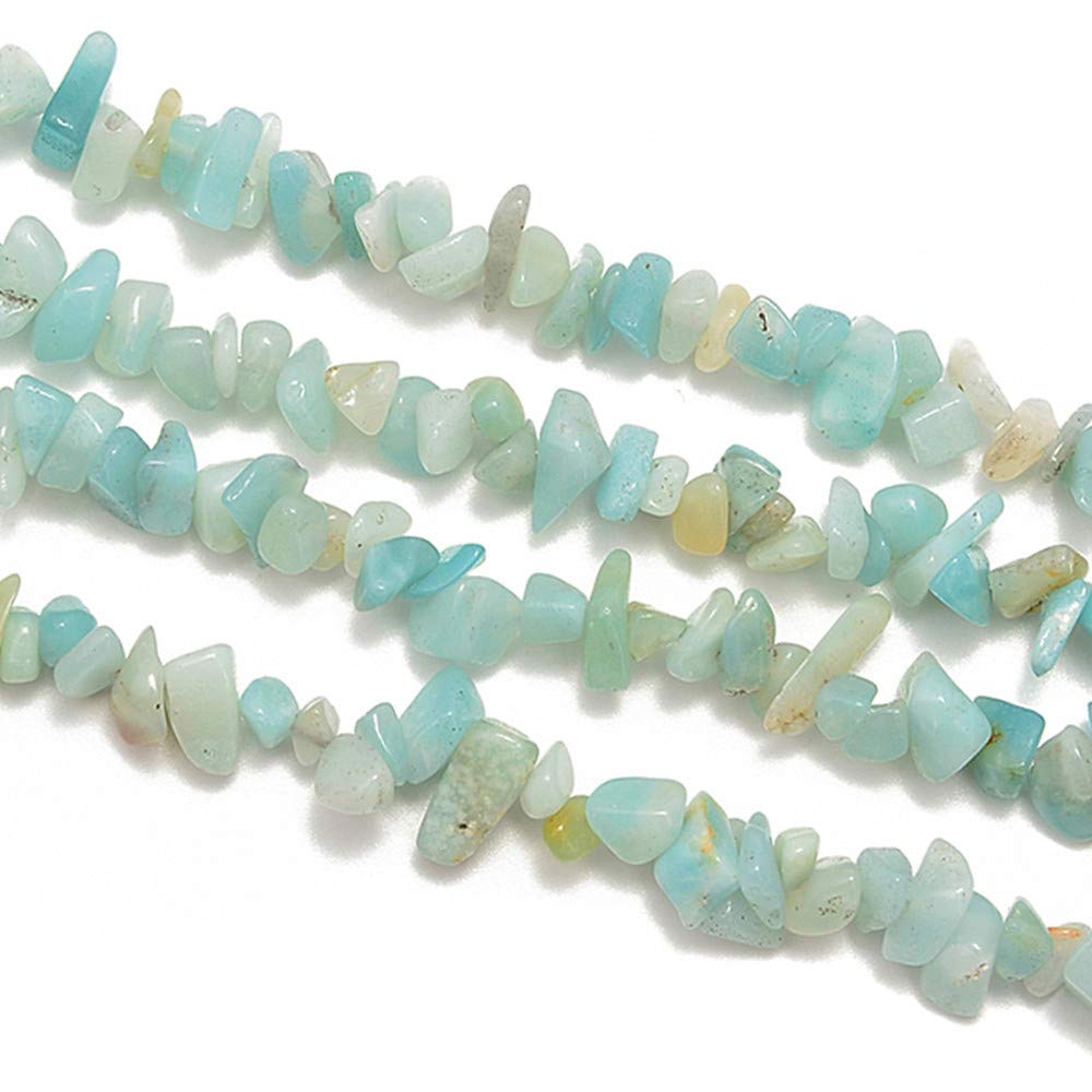 PLTbeads Gemstone Chips Natural Amazonite 3-5mm Healing Crystals Waist Bracelets Necklace Kit Irregular Stone DIY Crafts Design Jewelry Making Approxi 32 inch