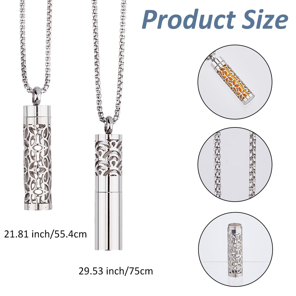 SUPERFINDINGS 2 Styles Essential Oil Necklace Diffuser Oil Aromatherapy Pendant with 20Pcs Felt Pads Changeable Perfume Pads Stainless Steel Diffuser Locket Pendant Set for Woman Men Christmas Gifts