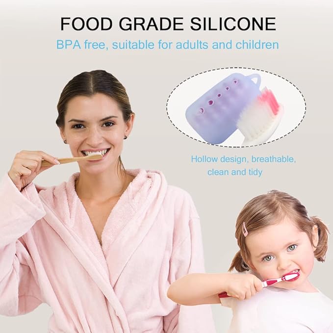 V-TOP Electric Toothbrush Head Cover, 5 Pack Toothbrush Covers Caps for Travel, Silicone Portable Tooth brush Pod Case Protector for Home and Outdoor