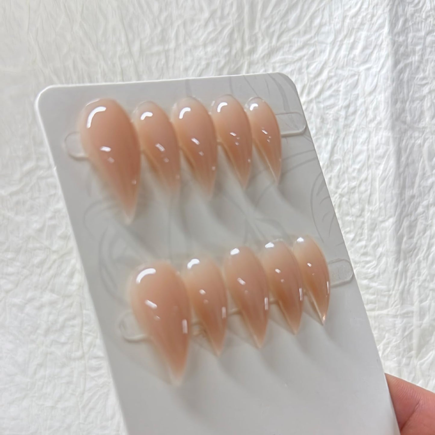 10 Pcs Luxury Medium Press on Nails Curved Stiletto Handmade Nails Press Ons Full Cover Glossy Dragon Claw Nude False Nails Reusable Acrylic Eagle Claw Stick on Nail for Women(Size M)