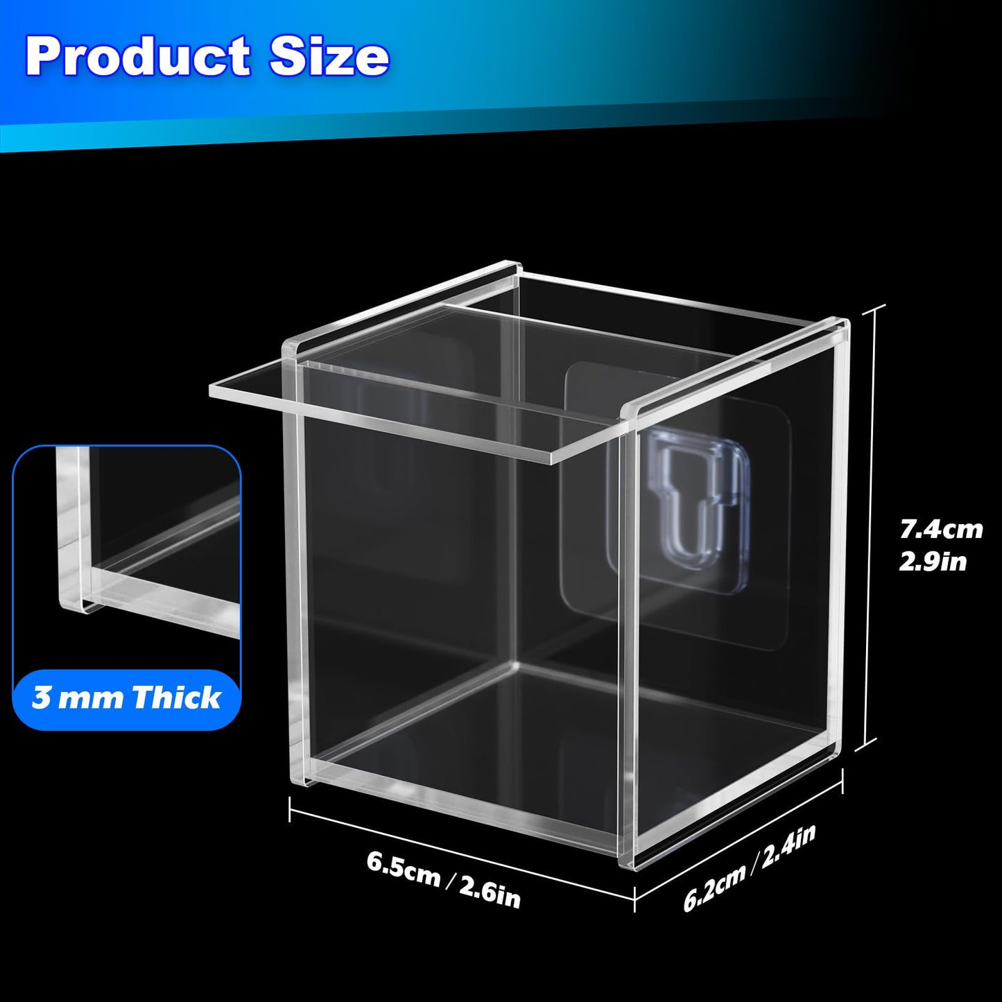 Cosmos 2 Pack Acrylic Shot Glass Display Case Wall Mounted Storage Box Clear Shot Glass Display Holder with Sliding Cover, Small Wine Cup Organizer for Collectibles, Models, Mini Figures