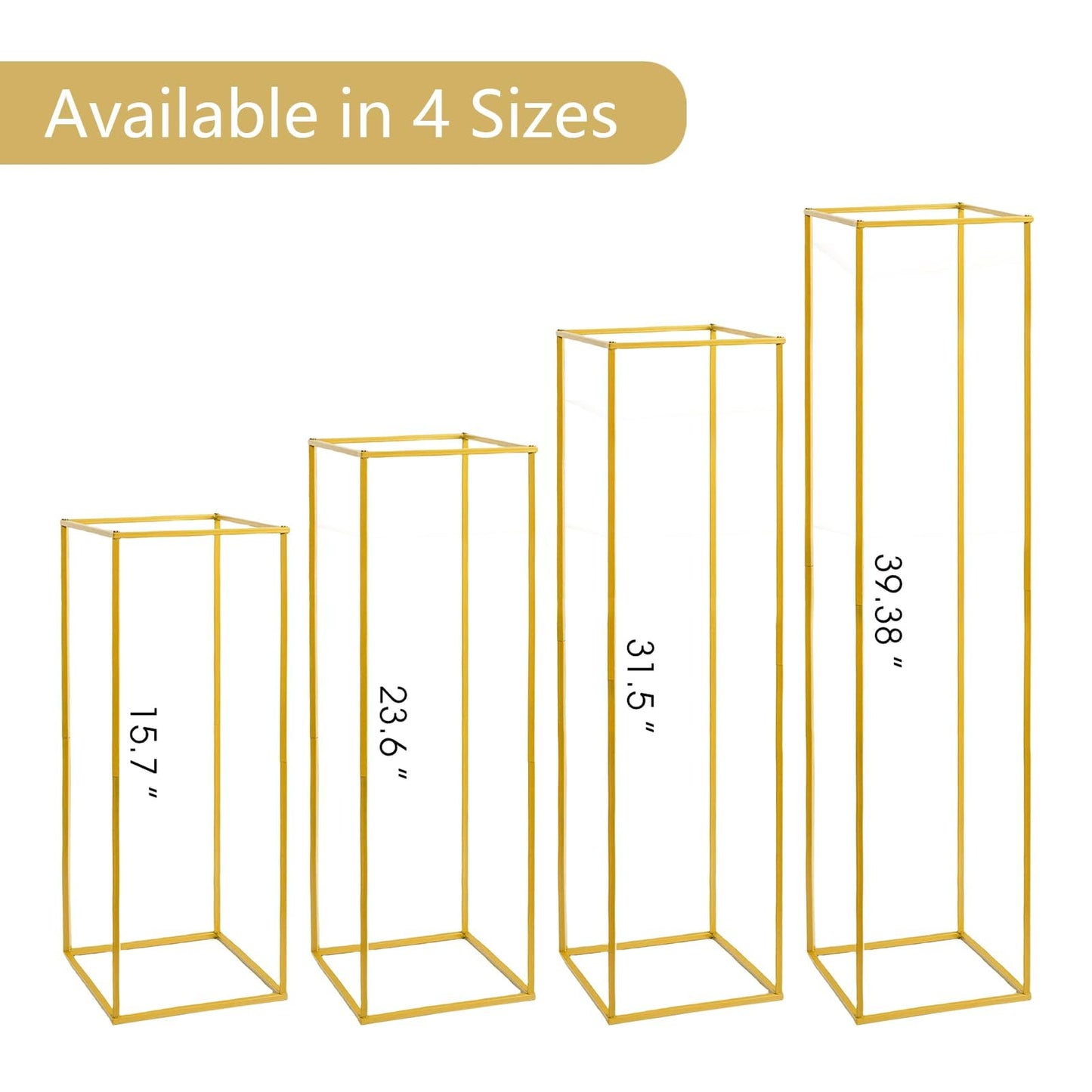 Fitous 10 pcs 31.5inch/80cm High Gold Flower Stand Metal Vase Column Geometric Centerpiece Stands, Wedding Centerpieces Gold Vases Rectangular Flower Display Rack for Wedding, Party Decoration