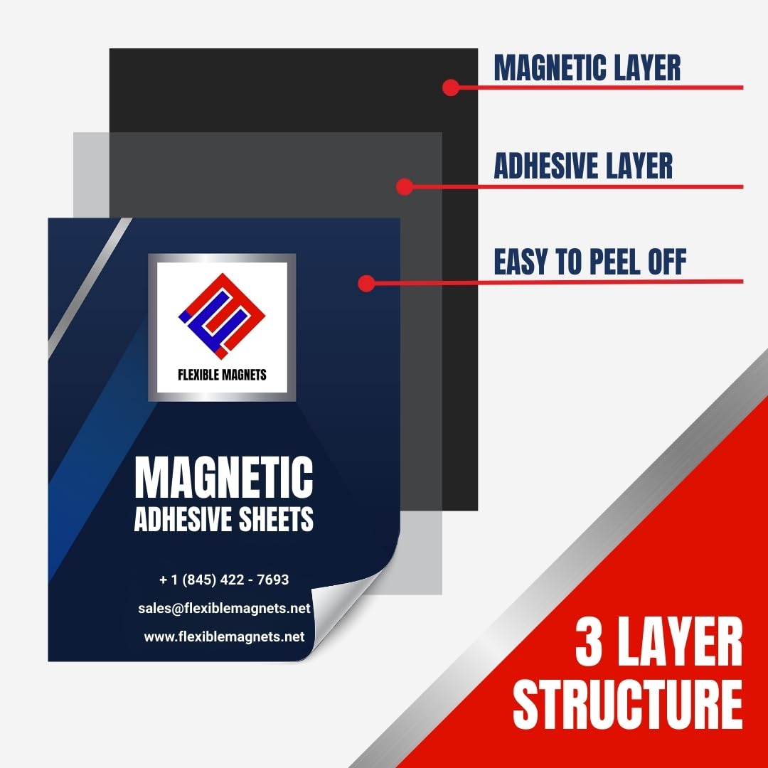 Self Adhesive Magnetic Sheets - Make Anything a Magnet - Magnetic Adhesive Sheets -Premium Quality Peel and Stick Magnets by Flexible Magnets 60 mil (8" x 10", Pack of 5)