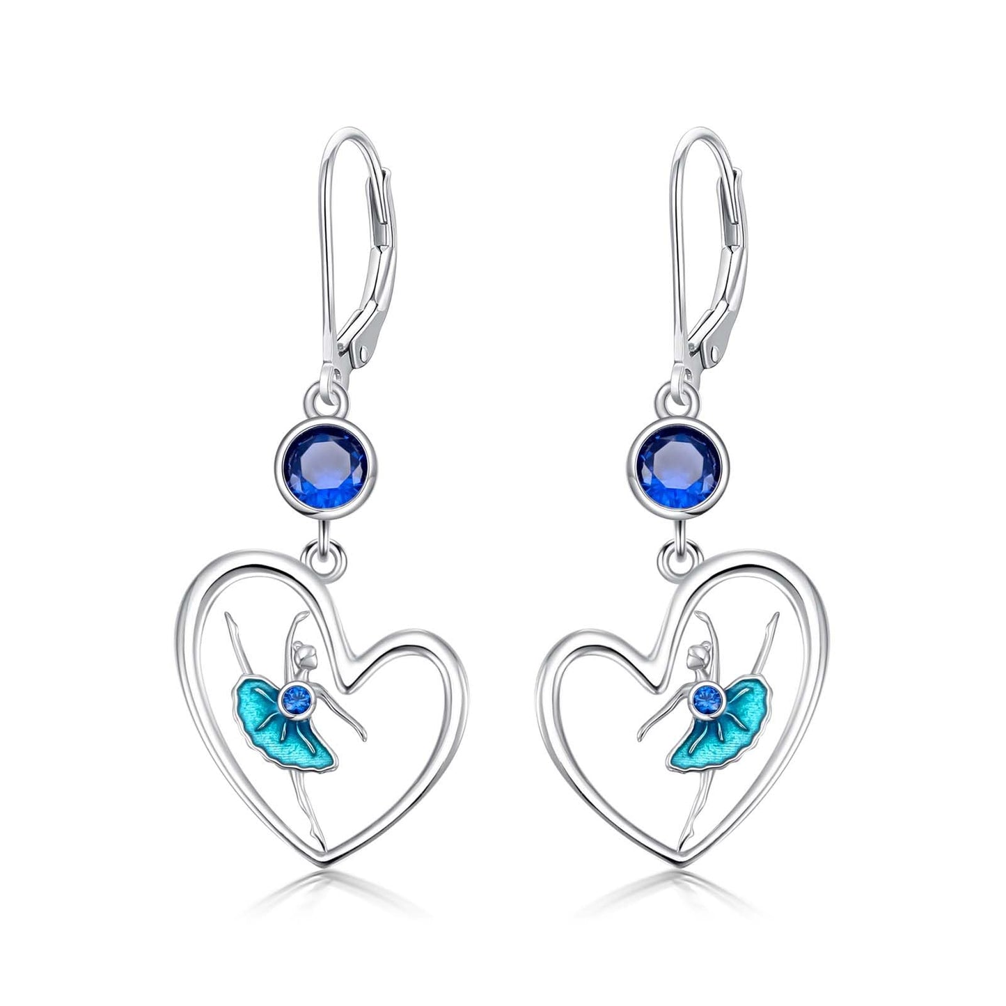 Ballerina Earrings for Women Sterling Silver Dancer Leverback Dangle Earrings Ballet Dance Jewelry Gifts
