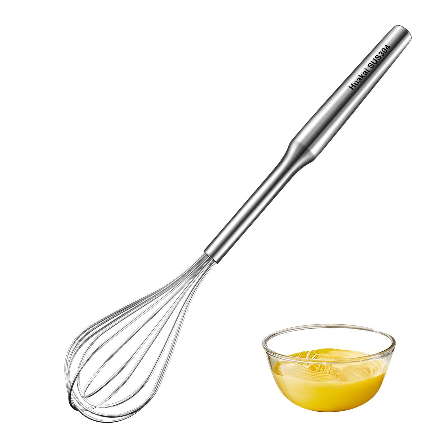 Huakai Stainless Steel Small Whisk for Cooking, 10-Inch Mini Whisk for Cheese, Coffee, Flour, Eggs