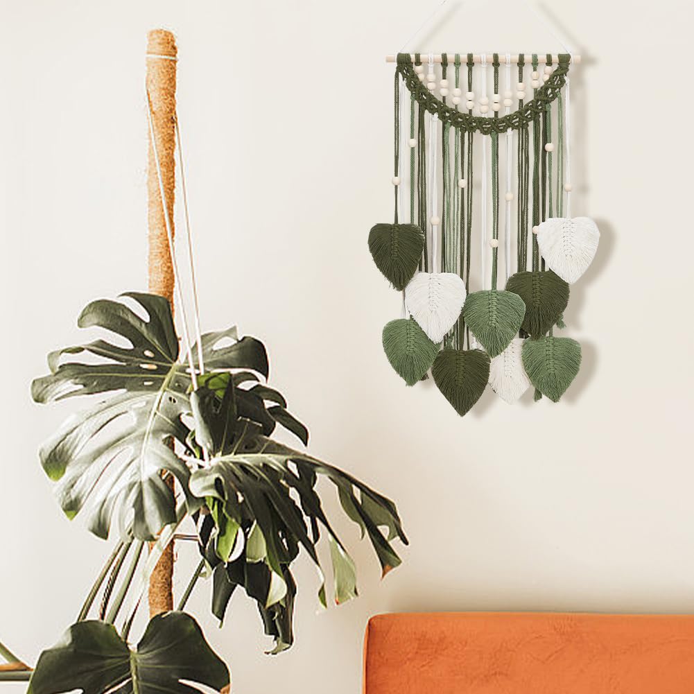 ORIGACH DIY Macrame Leaf Wall Hanging Kit Boho Macrame Leaf Tapestry Kit for Adults Beginner Handmade Macrame Feather Wall Hanging Decor for Living Room Bedroom