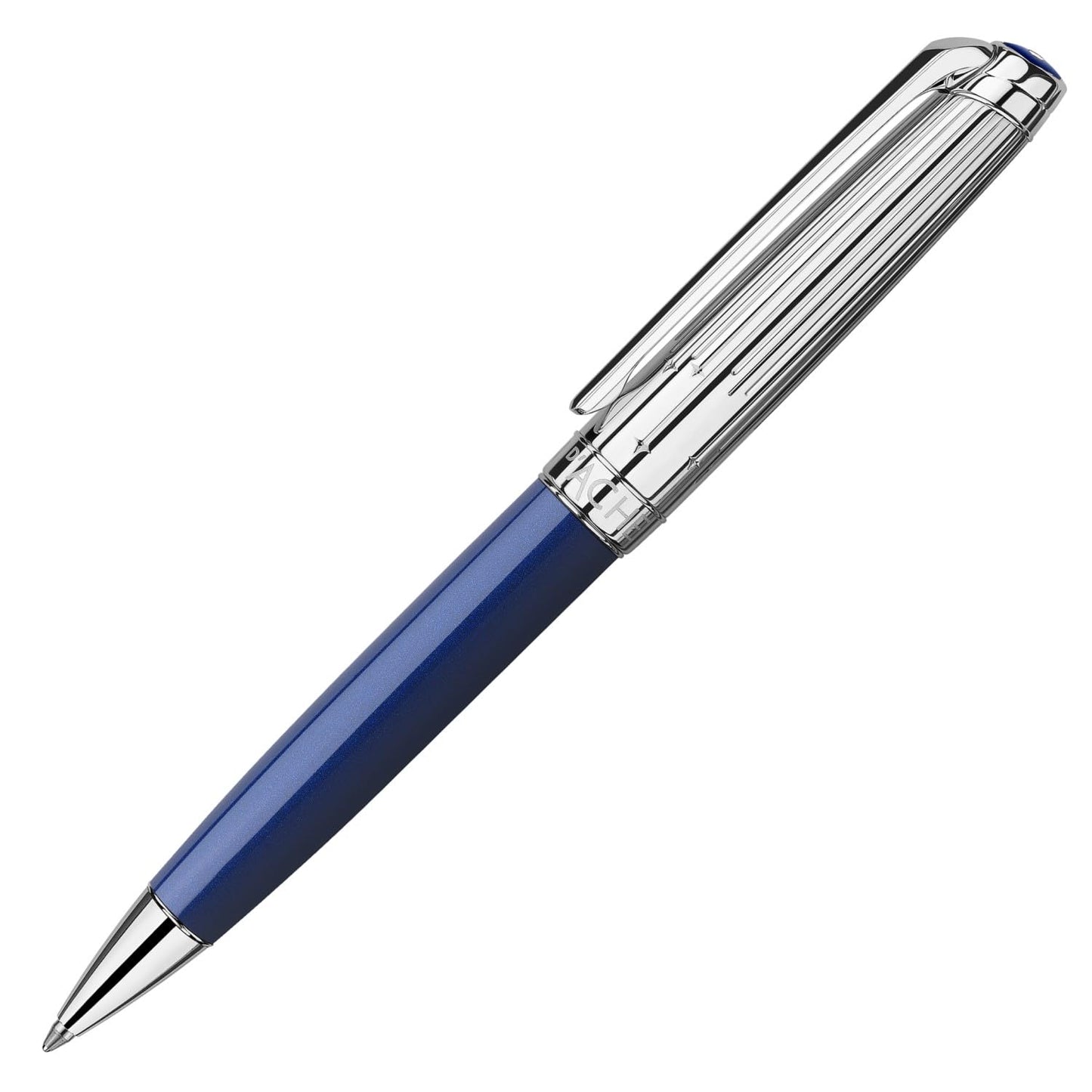 Caran d'Ache Léman ballpoint pen’s body lacquered in pearlescent celestial blue