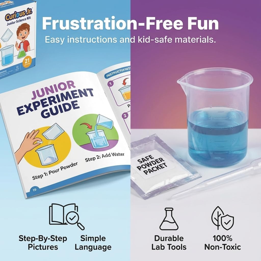 Junior Science Kit for Kids Age 4-14 | 50+ Stem Science Experiments | Educational Toy for Boys and Girls | Birthday Gift for Smart Kids- Curious Junior