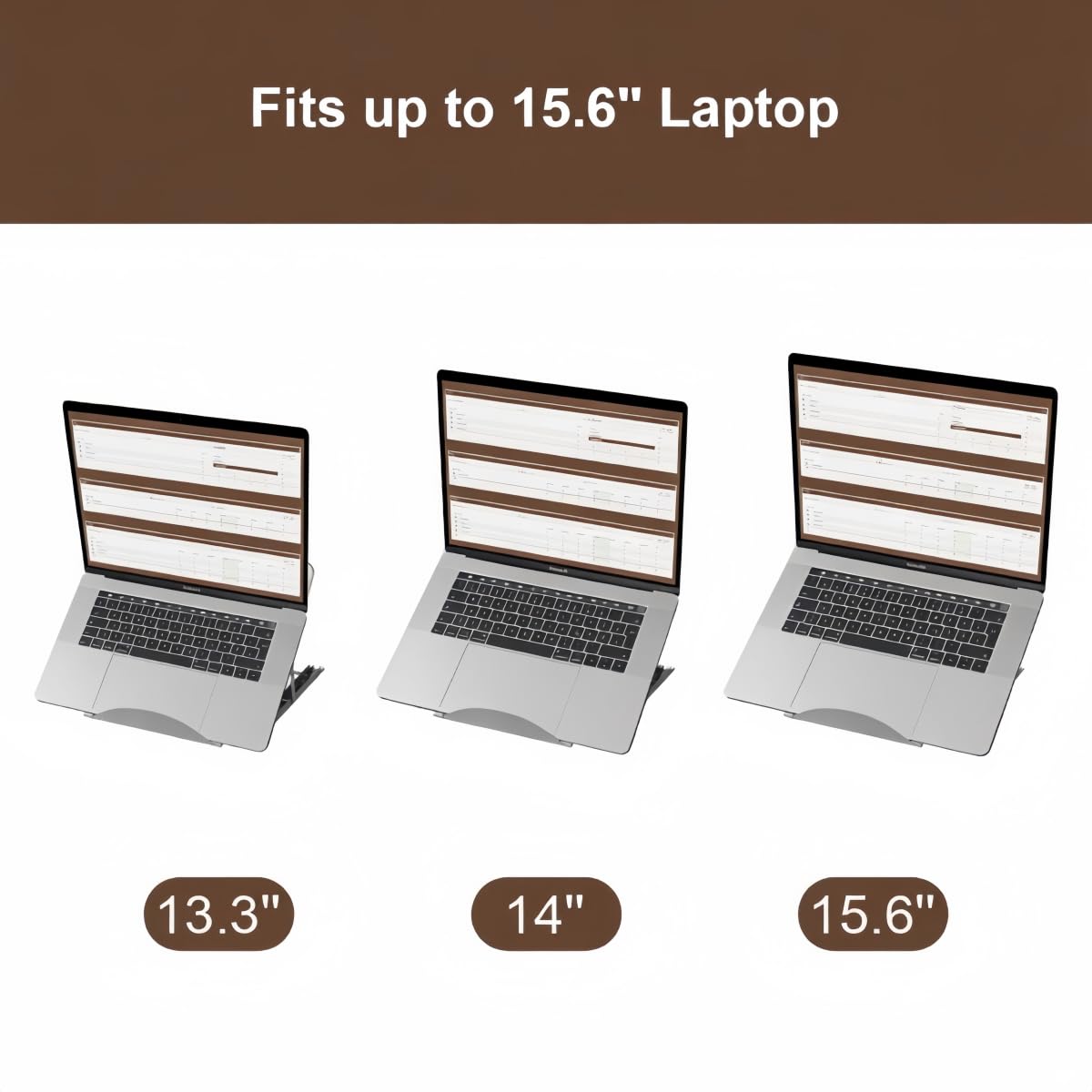 XIKEMADI Bamboo Foldable Laptop Stand Holder, 6-Level Adjustable Ergonomic Notebook Riser with Heat Dissipation for 10-17 Inch Laptops, MacBook, Tablet