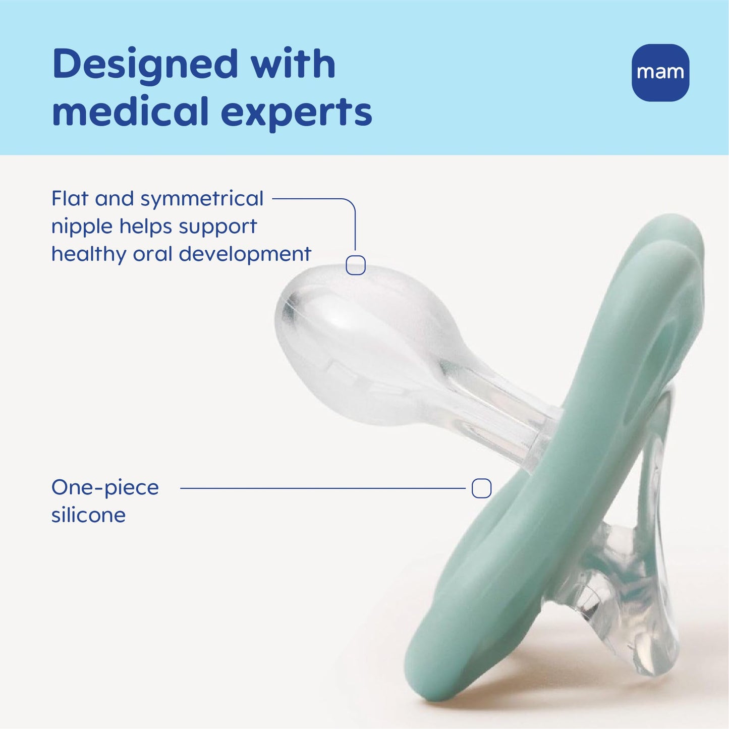 MAM Comfort Baby Pacifiers 3-12 Months Babies, Lightweight One-Piece Full Silicone Binky, BPA-Free Nipple, Easy to Clean Pacifier, Best for Breastfed Babies, 4 Count, Made in Europe