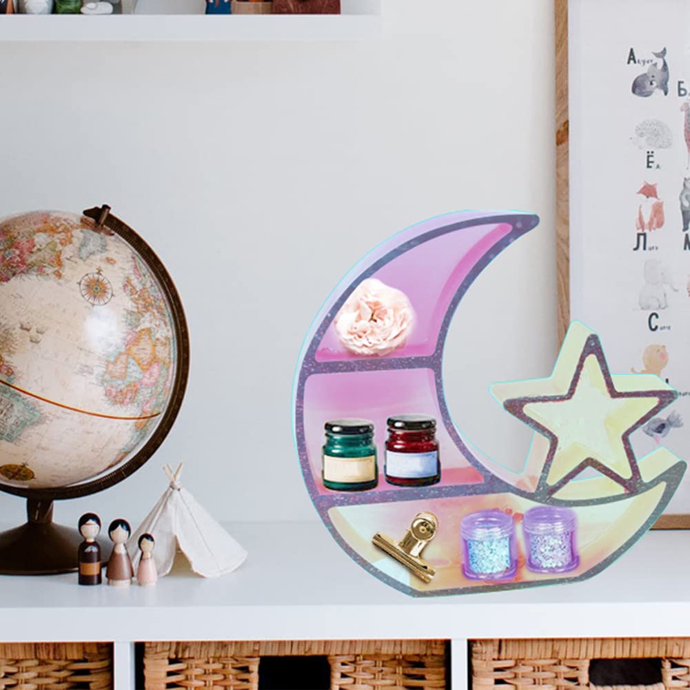 Moon Star Shelf Mold Silicone Crescent Display Stand Tray Epoxy Casting Mould DIY Jewelry Holder Storage Rack DIY Craft Home Decor