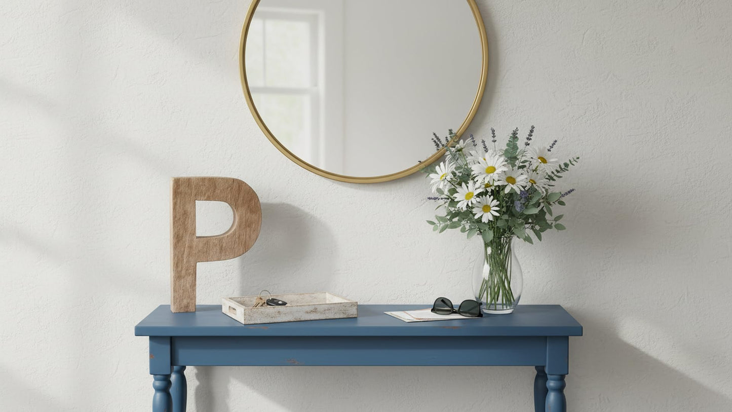 8" Decorative Solid Block Wooden Letters Alphabets Words Natural Finished Wood Freestanding Shelf or Tableware Childrens Baby Names Initials for Bedroom Wedding Birthday Party Home Decor (Letter P)
