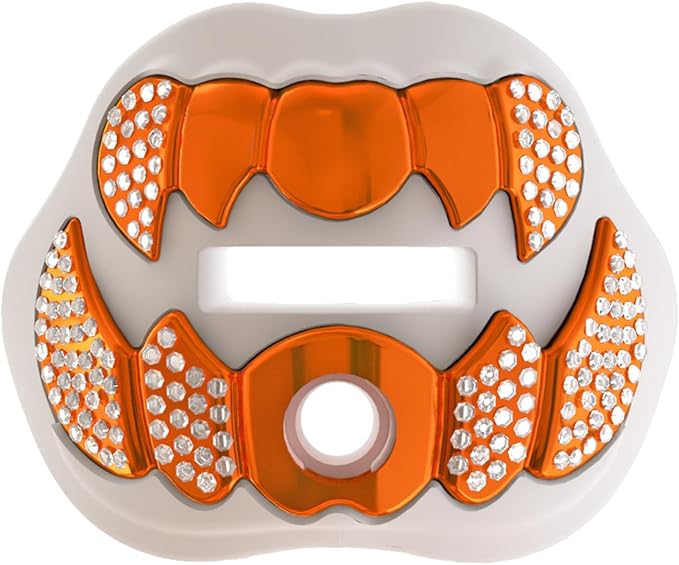 LeCool Football Mouth Guard with Connected Strap- 3D Beast Chrome Adult and Youth Mouth Guard-Mouth Piece for Sports for Maximum Air Flow and Teeth Protection