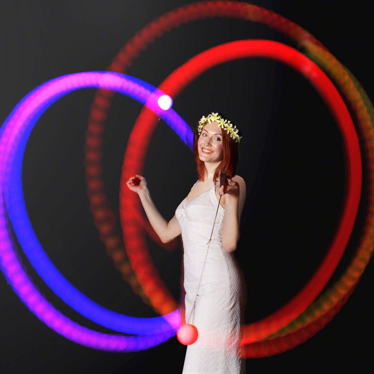 LED Poi Ball Swirling Light Rave Toy (Set of 2) Color Changing Poi Balls