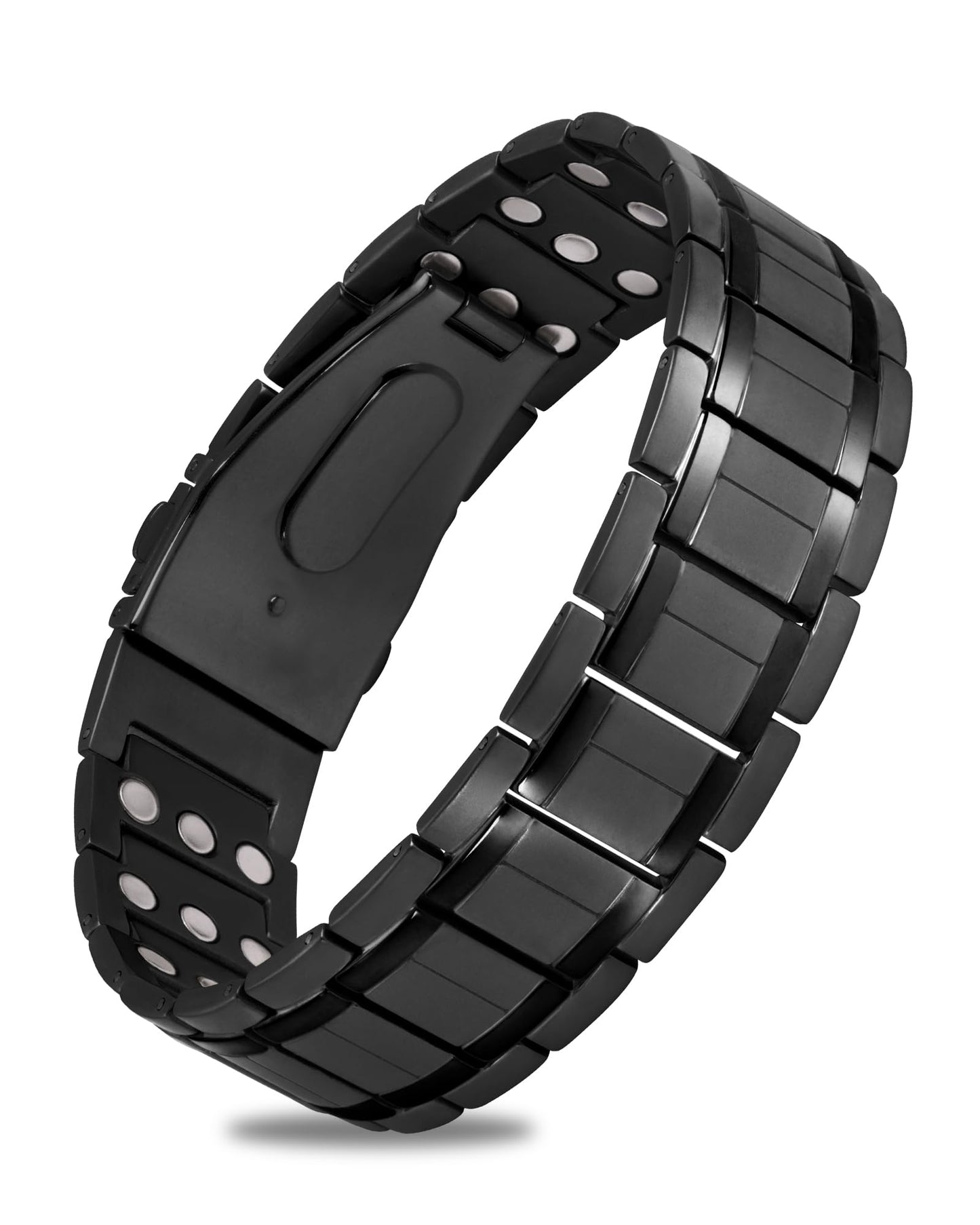 Jecanori 3X Magnetic Bracelets for Men, Mens Bracelet Stainless Steel with Strenth Neodymium Magnets & Sizing Tool(Black)