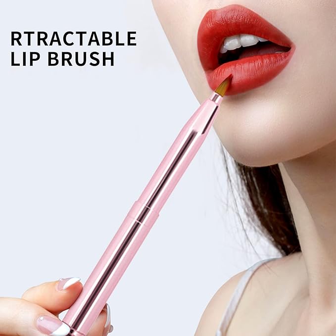 Unaone [2 Pack] Lip Brush for Lipstick, Retractable Lip Brushes, Dual-ended Makeup Brush for Lipstick Lip Gloss, Include Lid